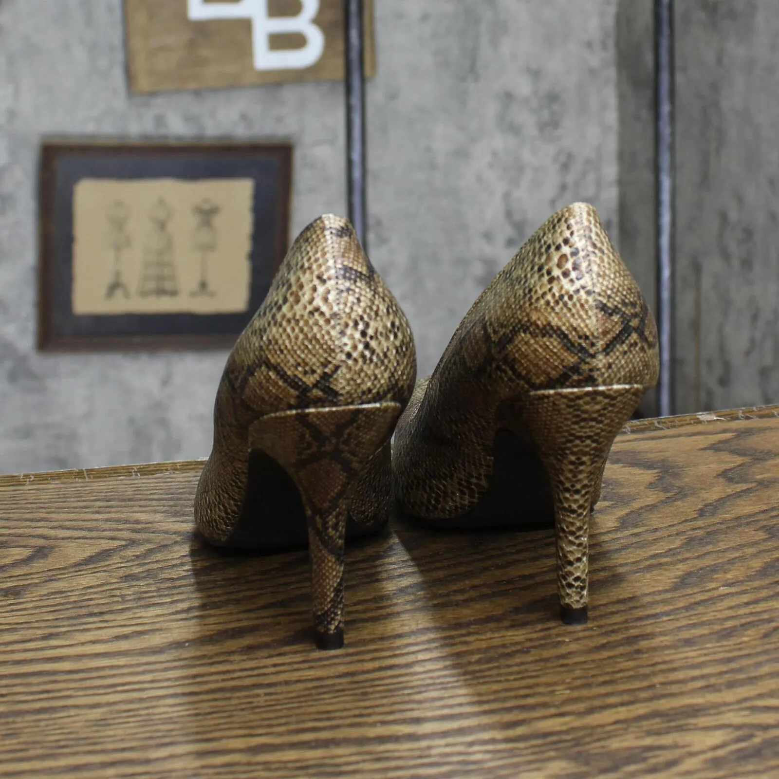 Rampage Womens Stiletto Foil Nicki Heels 1673c020d3dfbe Brown Snake Print 6M