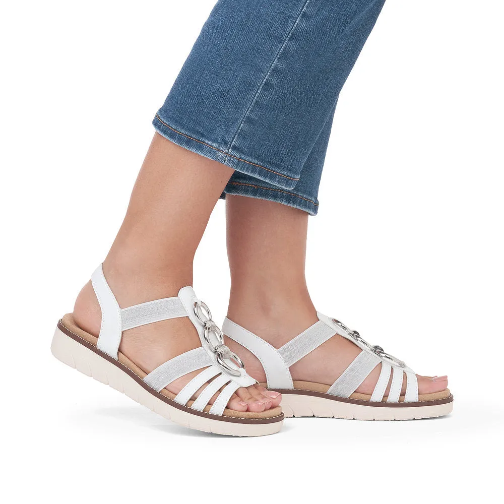 Remonte Low Wedge Sandal White/Silver