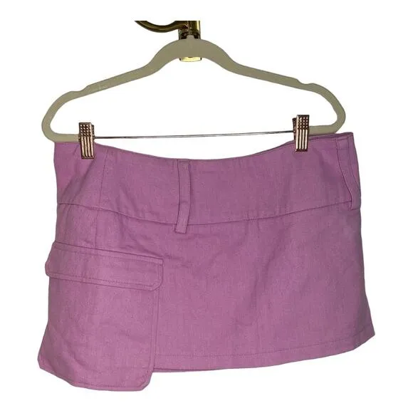 Revolve BY.DYLN Pippa Mini Skirt Low Rise Cargo Flap Pocket Twill Pink Large