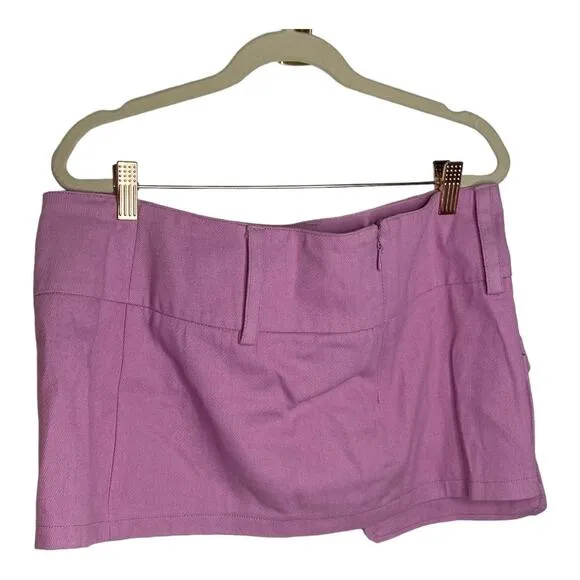 Revolve BY.DYLN Pippa Mini Skirt Low Rise Cargo Flap Pocket Twill Pink Large