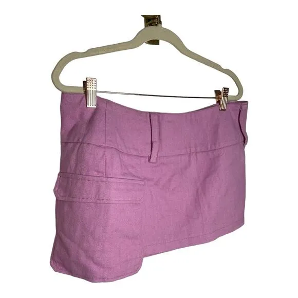 Revolve BY.DYLN Pippa Mini Skirt Low Rise Cargo Flap Pocket Twill Pink Large
