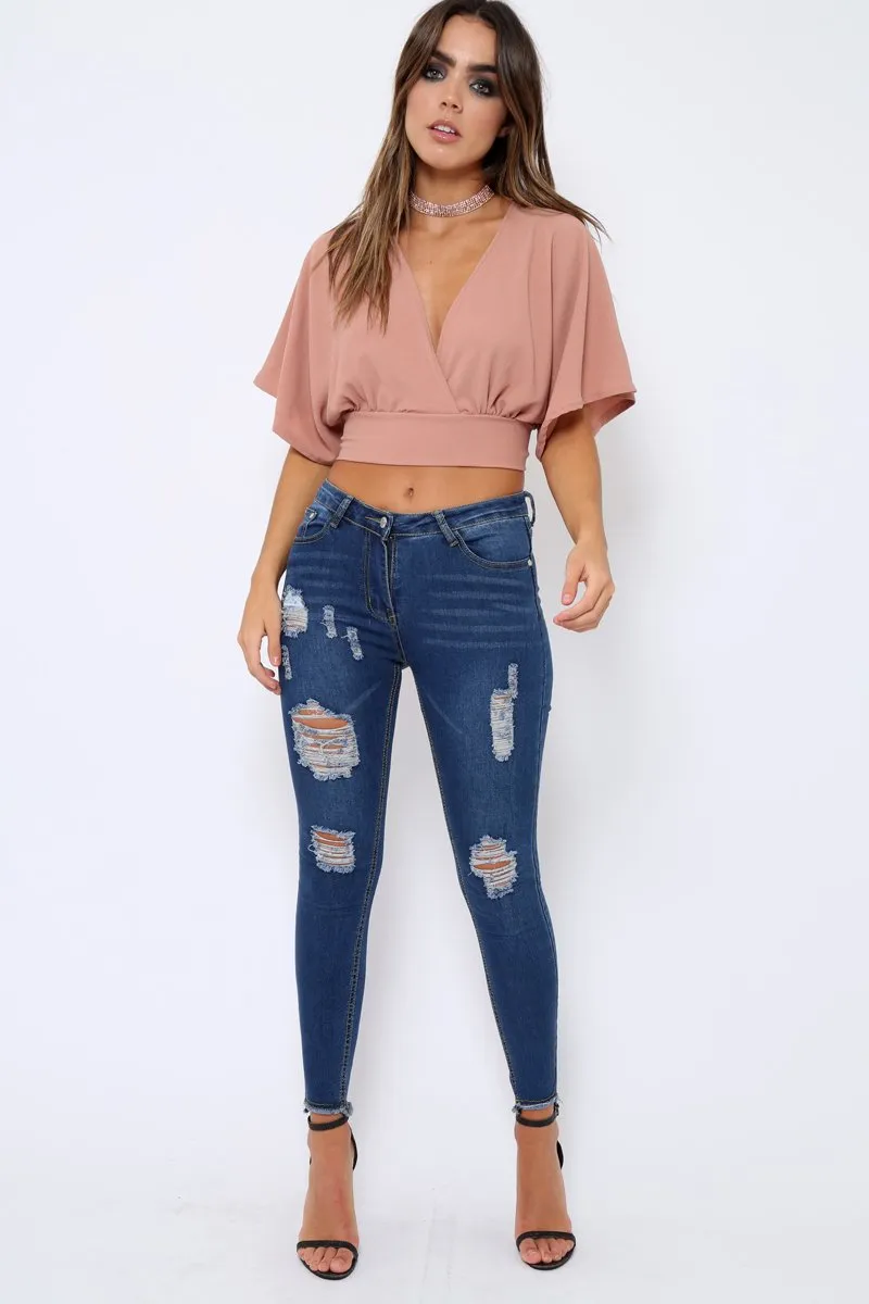 Rose Plunge Crop Top - Suzanne
