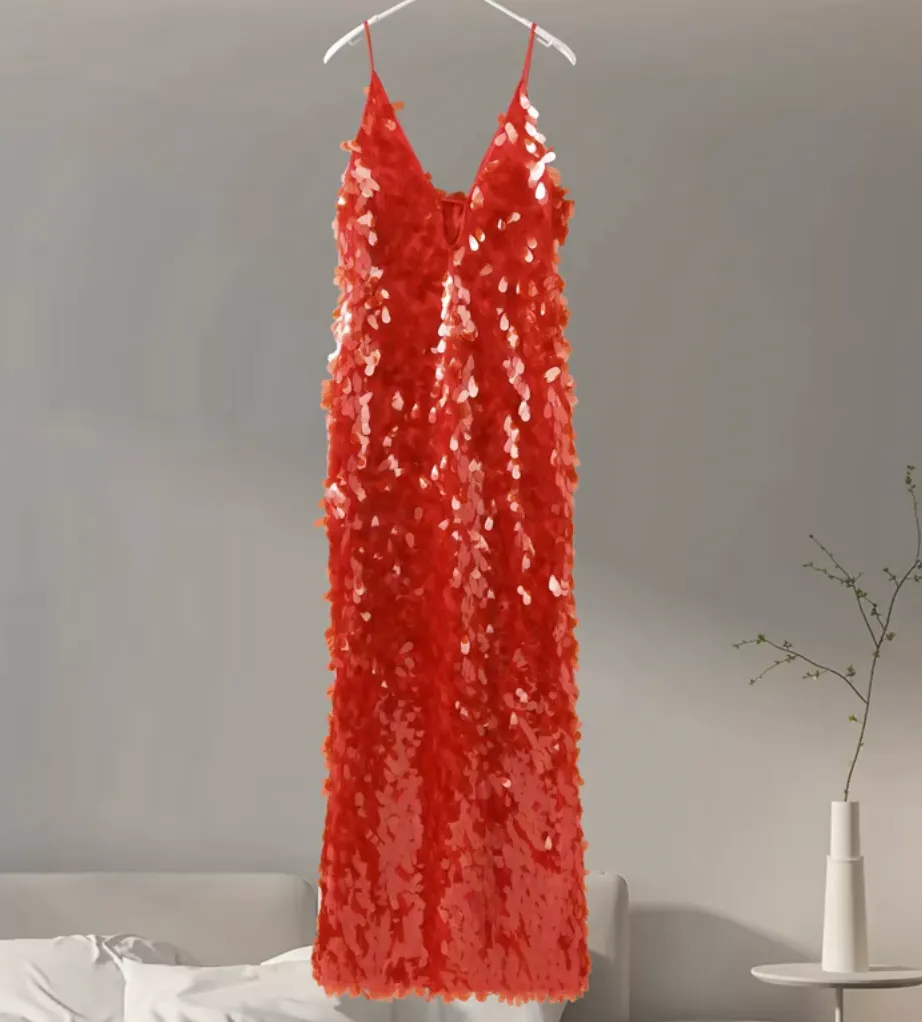 ROUGE SEQUIN MAXI DRESS