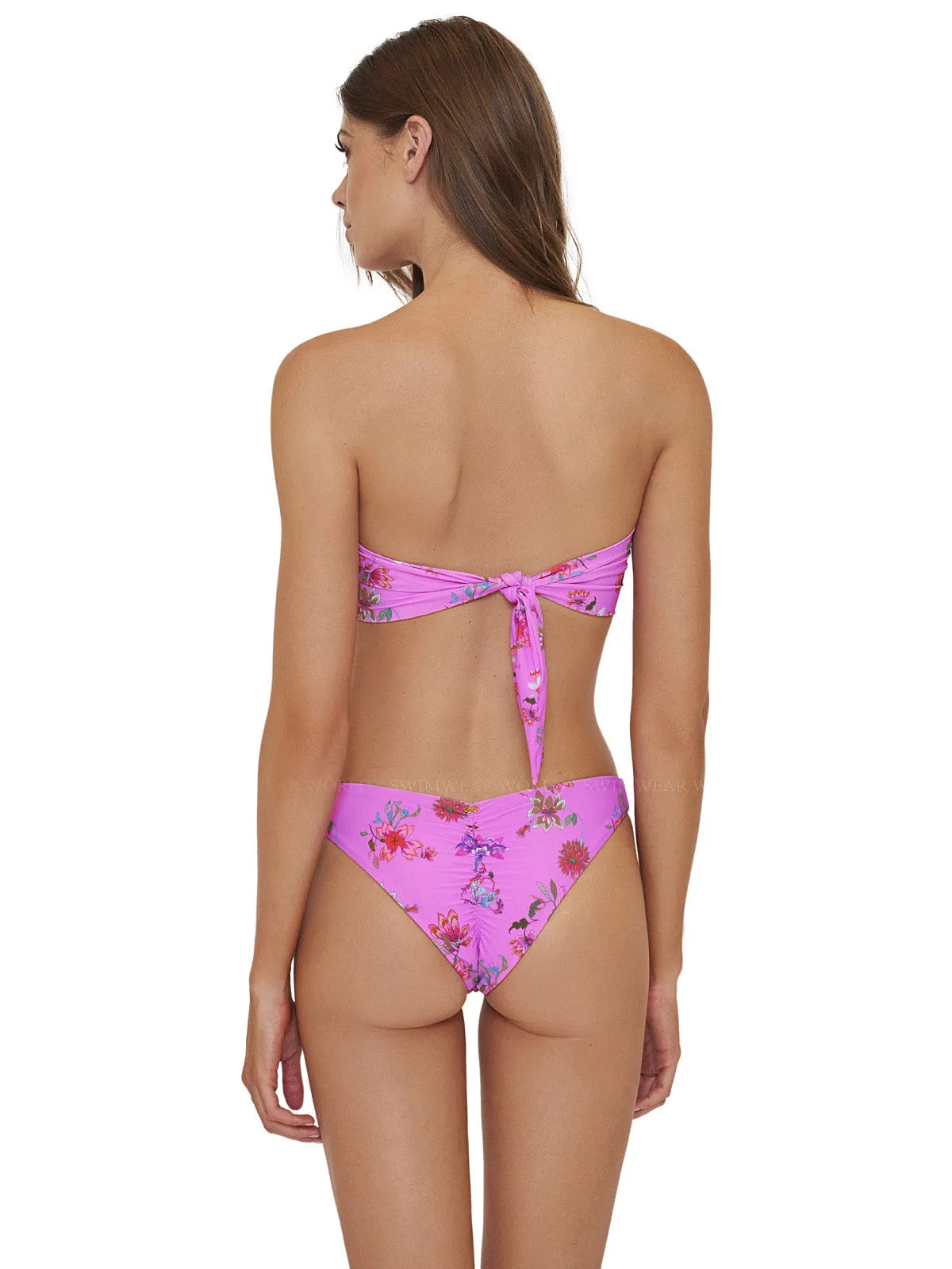 Ruffle Bandeau-Basic Ruched Bikini ::RET