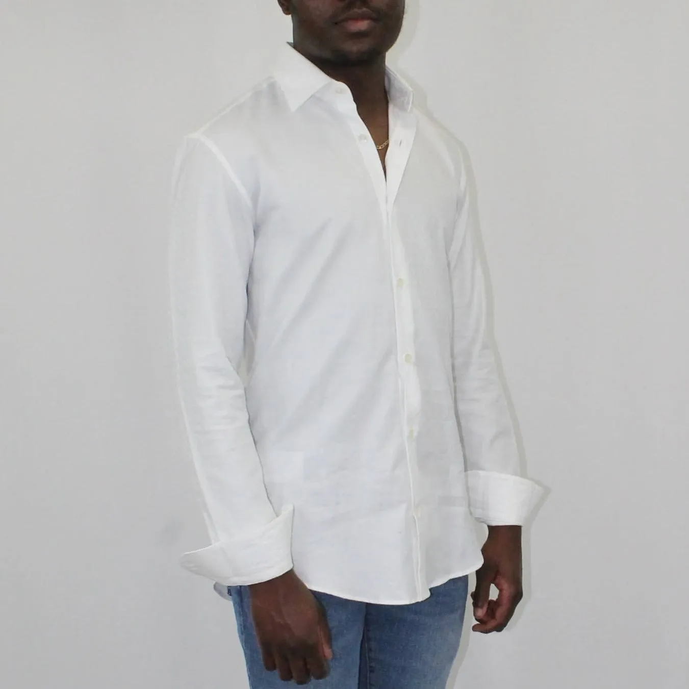 Salvatore Ferragamo Tonal Gancini Print Men's Button-Down Shirt in White