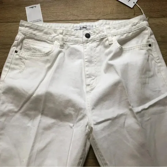 Sam Edelman The Stiletto Straight High Rise Distressed White Jeans Size 14 NWT