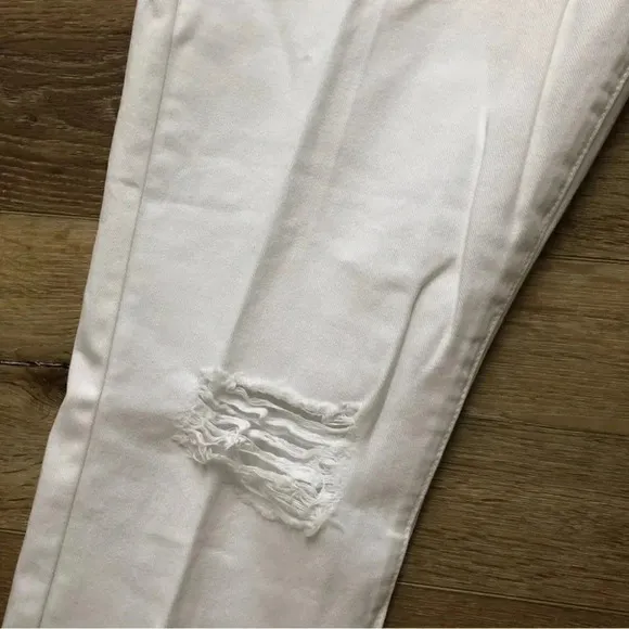 Sam Edelman The Stiletto Straight High Rise Distressed White Jeans Size 14 NWT