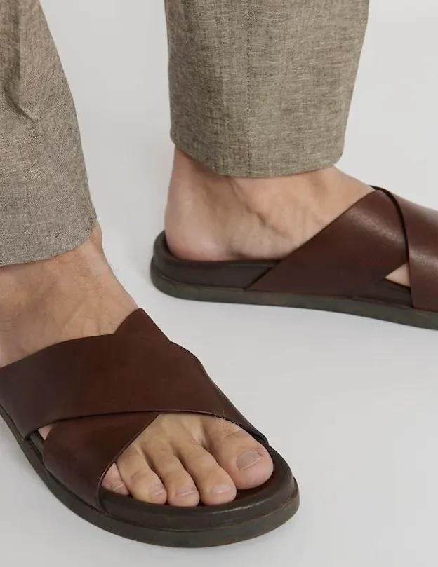 Sandy Leather Sandal in Espresso