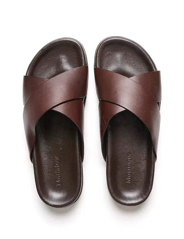 Sandy Leather Sandal in Espresso