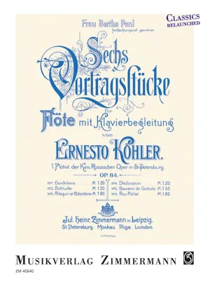 Sechs Vortragsstucke (Six Performance Pieces) (Flute and Piano)