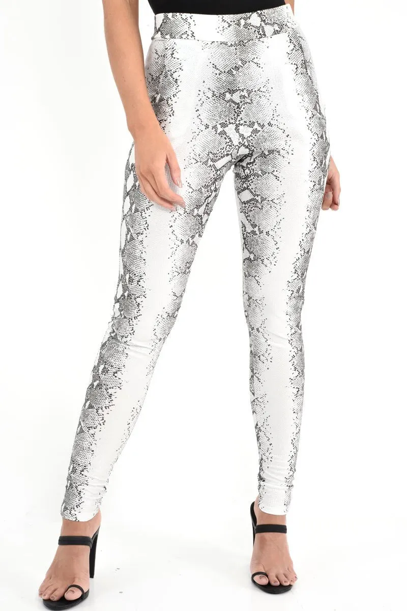 Silver Snake Shimmer High Waist Skinny Trousers - Briele