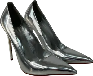 Simmi London Metallic Agathia Silver Mirror Stiletto Court Heels UK 6 EU 39 👠