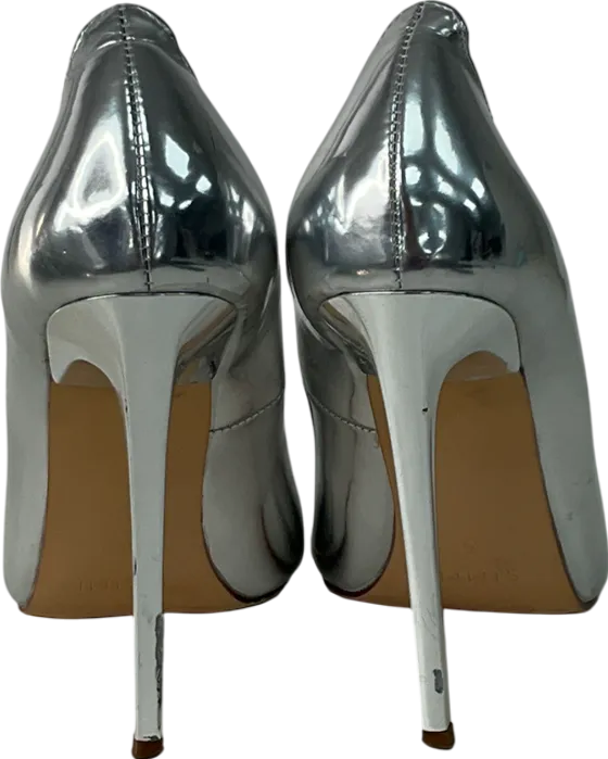 Simmi London Metallic Agathia Silver Mirror Stiletto Court Heels UK 6 EU 39 👠