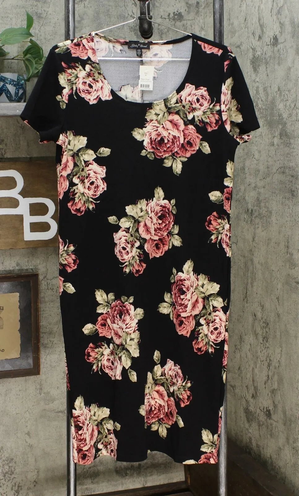 Slinky Brand Women's Floral Short Sleeve Knit Dress