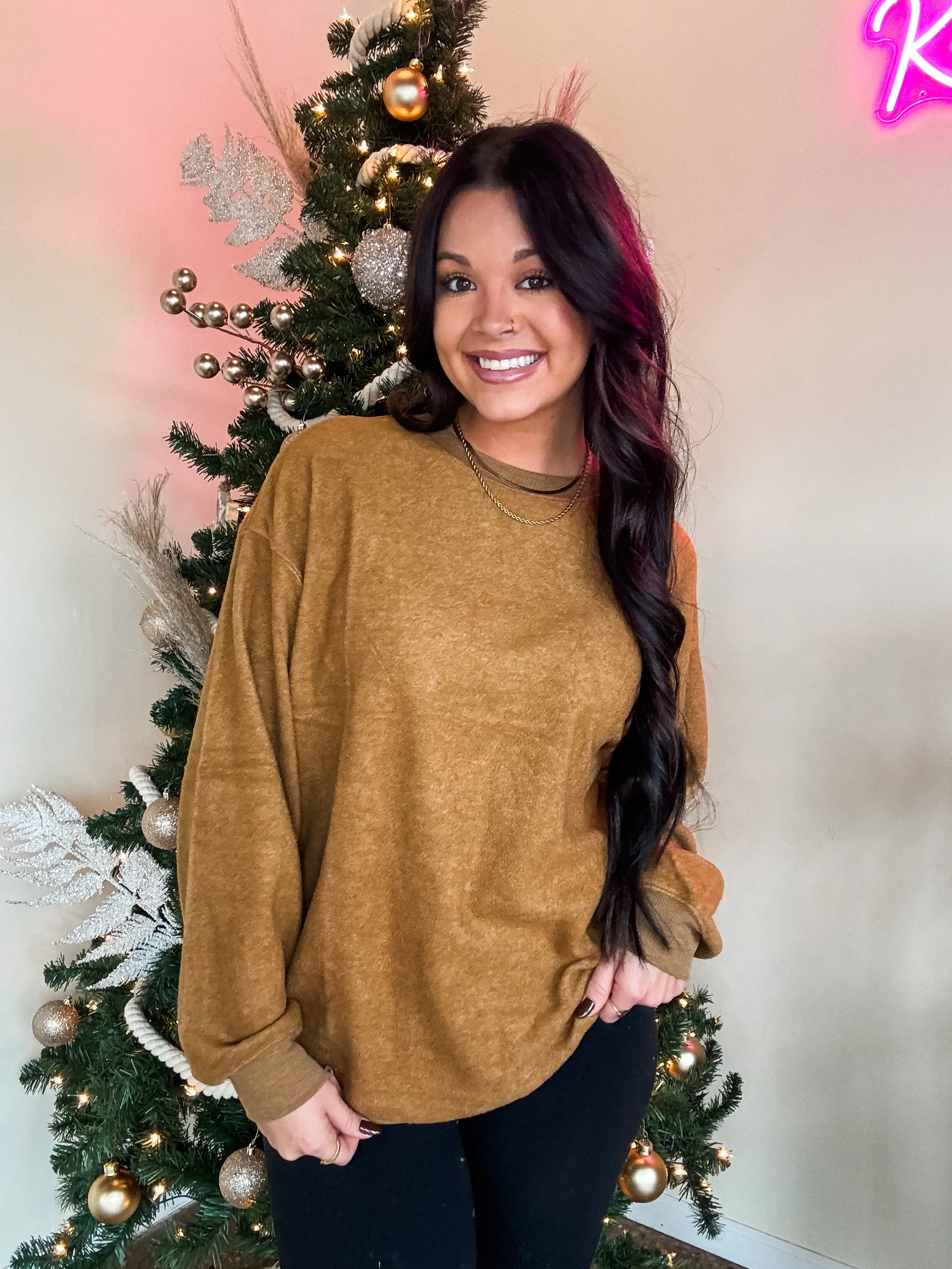 SNOWFALL CREWNECK-BROWN