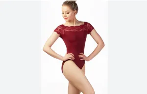 So Danca burgandy lace leotard