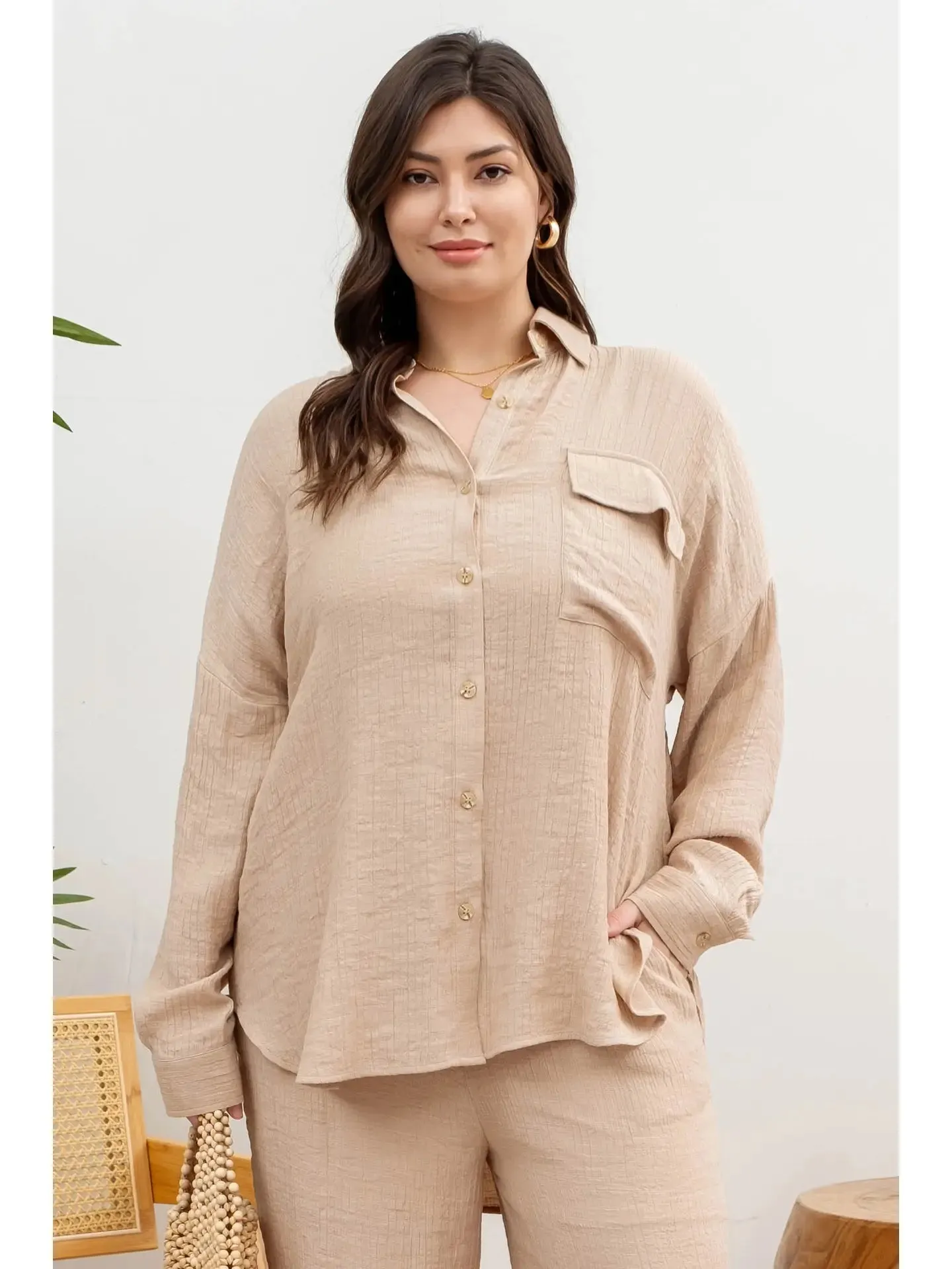 Solid Lightweight Button Down Shirt