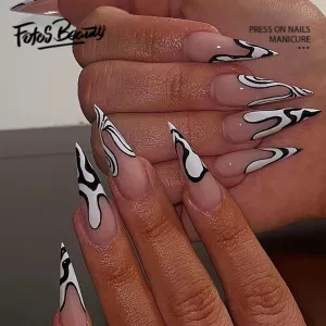 Stiletto French lrregular Stripe Black White