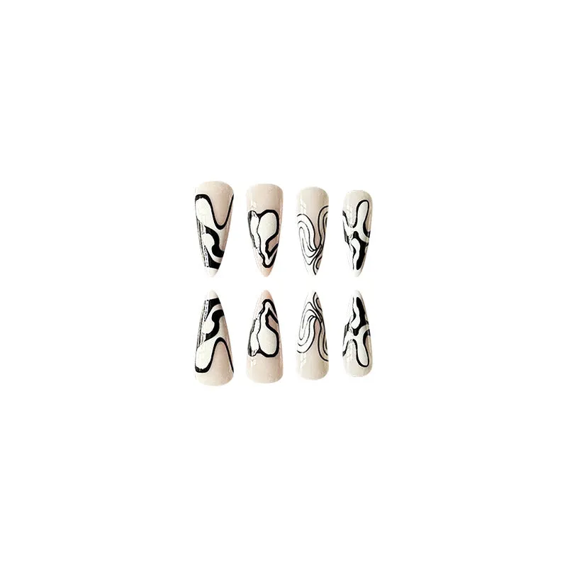 Stiletto French lrregular Stripe Black White