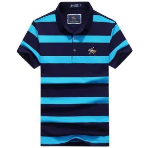 Striped Printed Embroidery Logo Golf Shirt