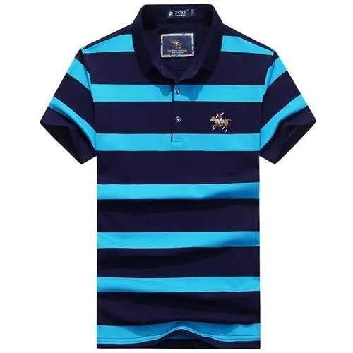 Striped Printed Embroidery Logo Golf Shirt