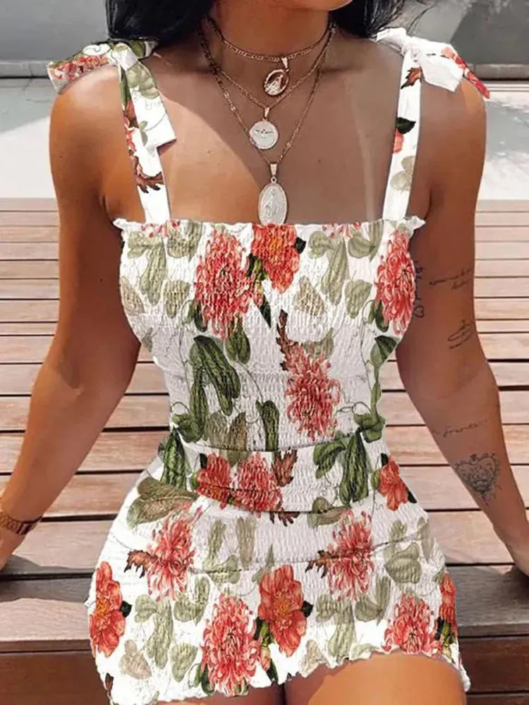 Summer Sexy Bodycon Wrap Dress Floral Mini Dress for Women