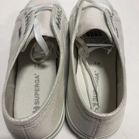 Superga Women’s 2750 Lamew, White Lace-Up Sneakers, Size 9.5M