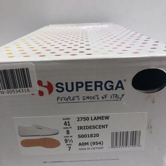 Superga Women’s 2750 Lamew, White Lace-Up Sneakers, Size 9.5M