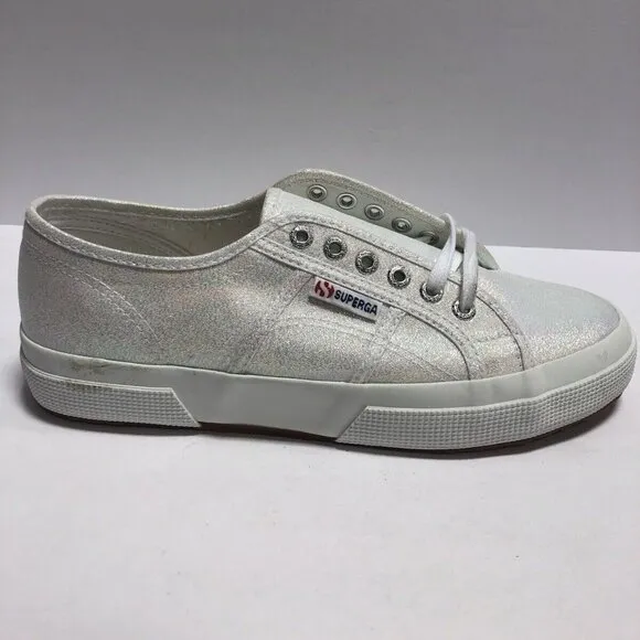 Superga Women’s 2750 Lamew, White Lace-Up Sneakers, Size 9.5M