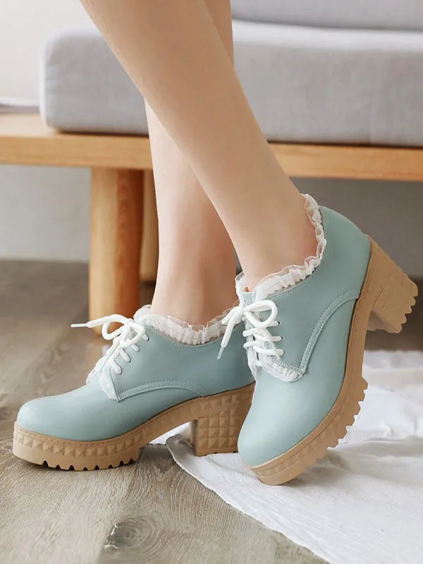 Sweet Lolita Footwear Round Toe Chunky Heel PU Leather Lolita Shoes