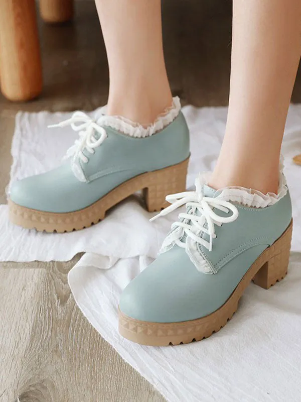 Sweet Lolita Footwear Round Toe Chunky Heel PU Leather Lolita Shoes