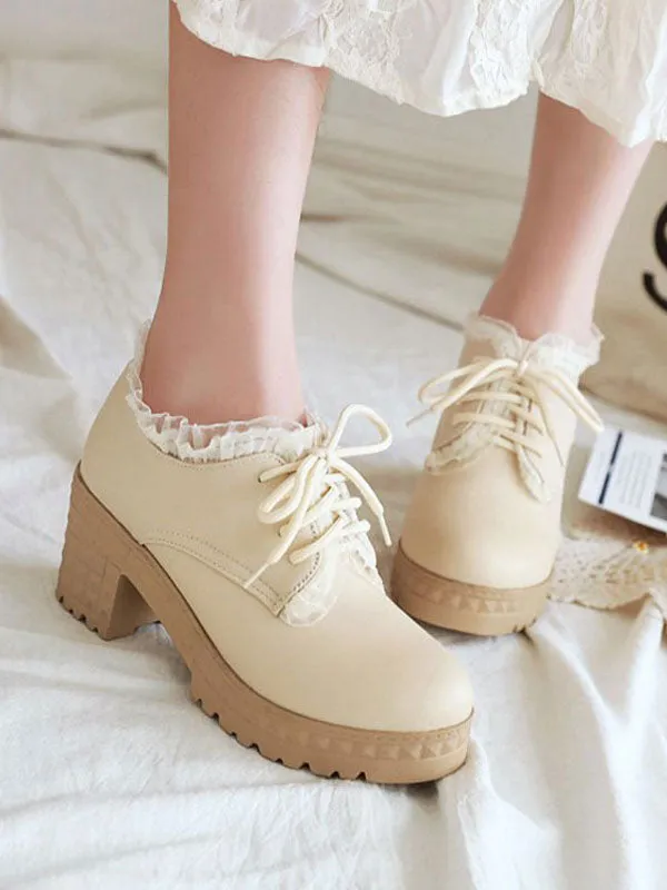 Sweet Lolita Footwear Round Toe Chunky Heel PU Leather Lolita Shoes