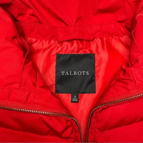 Talbots Red Down Puffer Vest Winter Duck Down Insulated Jacket Small