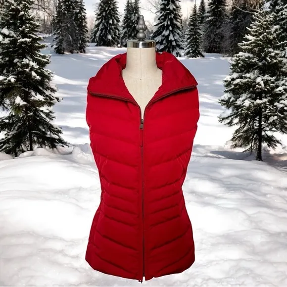 Talbots Red Down Puffer Vest Winter Duck Down Insulated Jacket Small