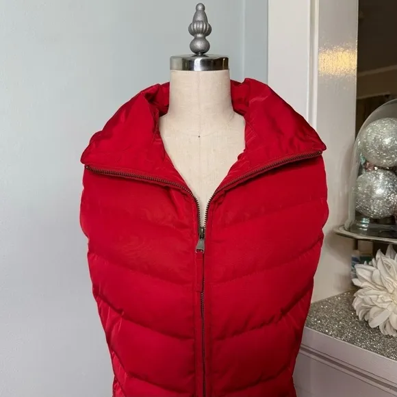 Talbots Red Down Puffer Vest Winter Duck Down Insulated Jacket Small