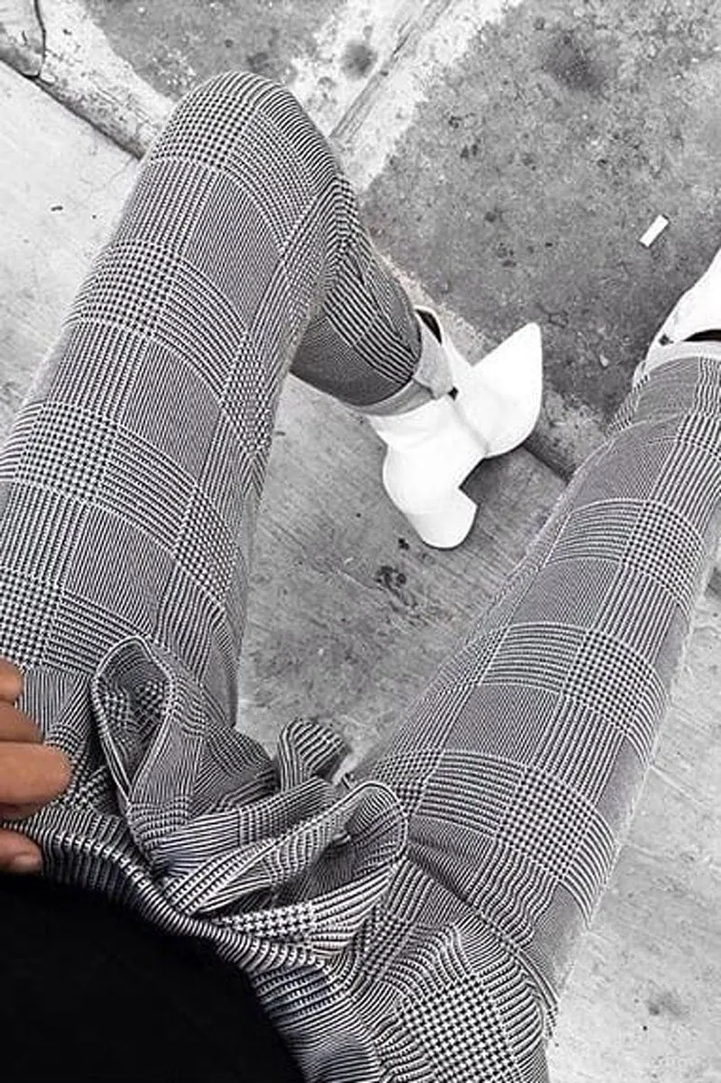 Tartan Paper Bag Tie Waist Cigarette Trousers - Karmen