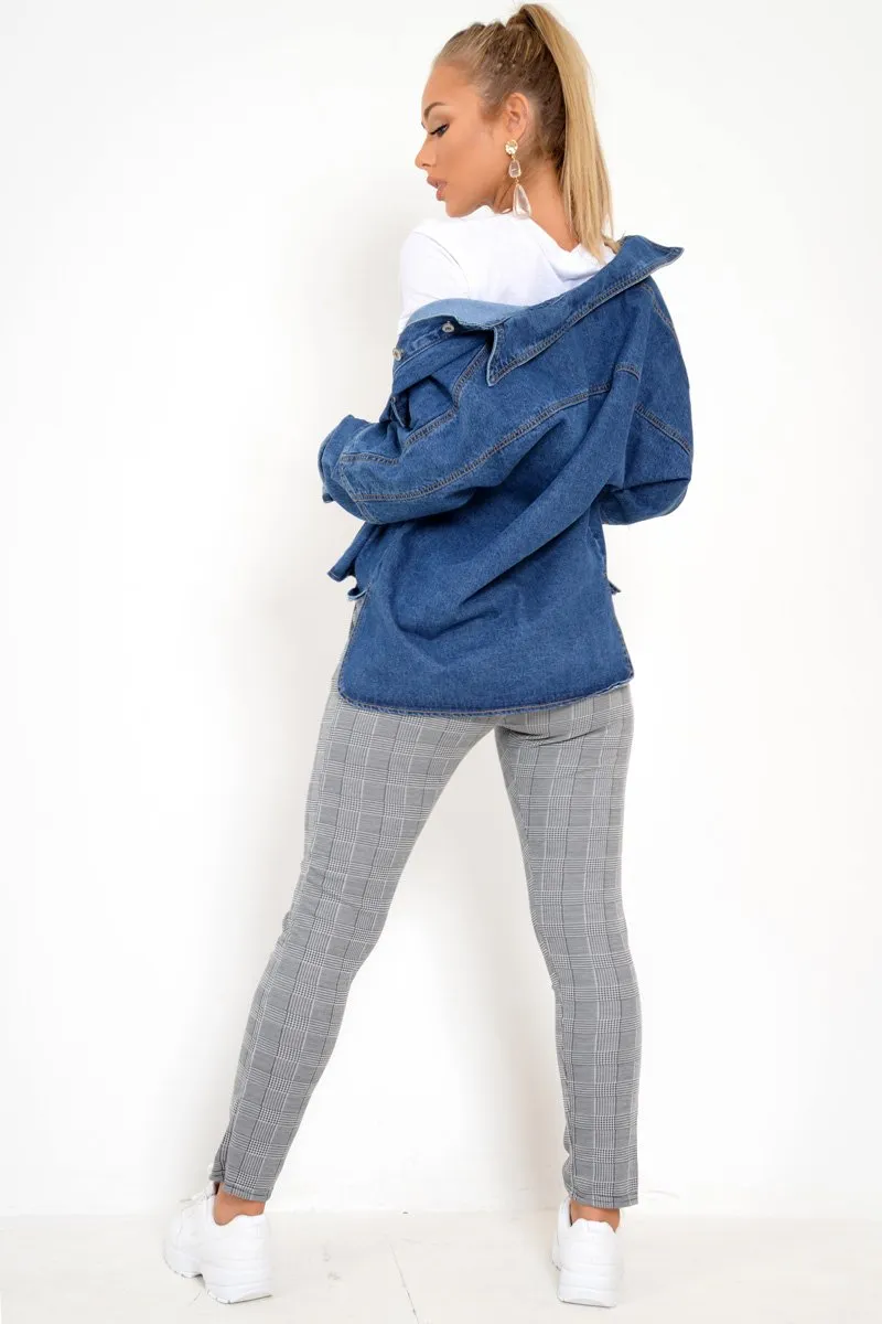 Tartan Paper Bag Tie Waist Cigarette Trousers - Karmen