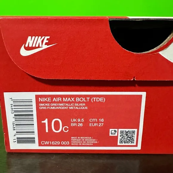 (TD) Nike Air Max Bolt 'Smoke Grey Pink' CW1629-003 1 - Size - 10C