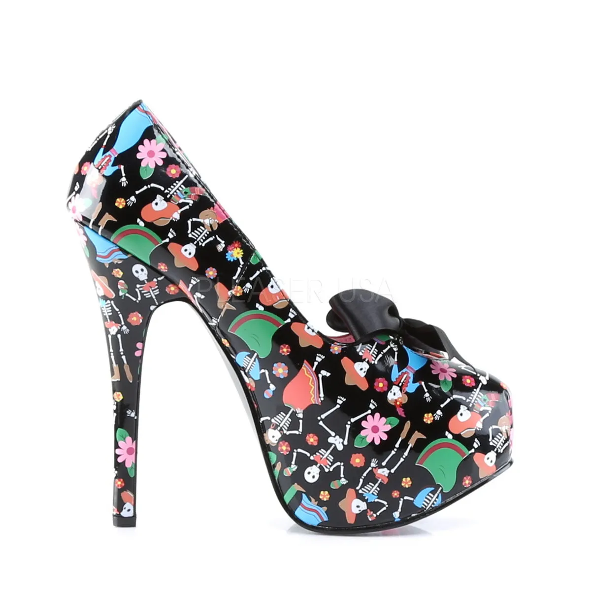 TEEZE-12-4  Black Patent (Muertos Print)