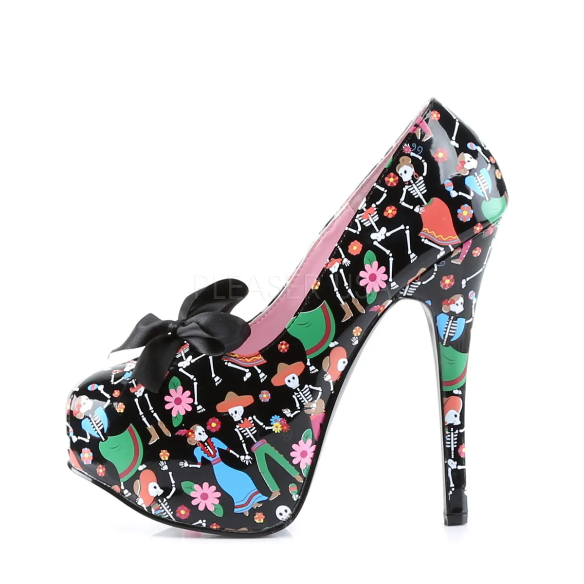 TEEZE-12-4  Black Patent (Muertos Print)