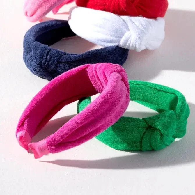 Terry Knotted Headband in Pink