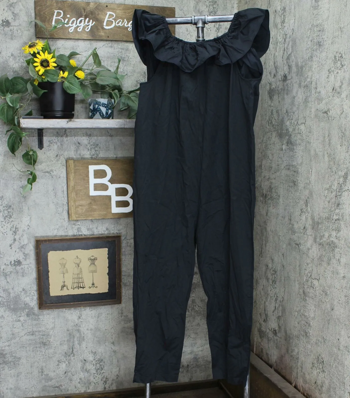 The Nines by HATCH Flounce Off The Shoulder Button-Front Maternity Jumpsuit