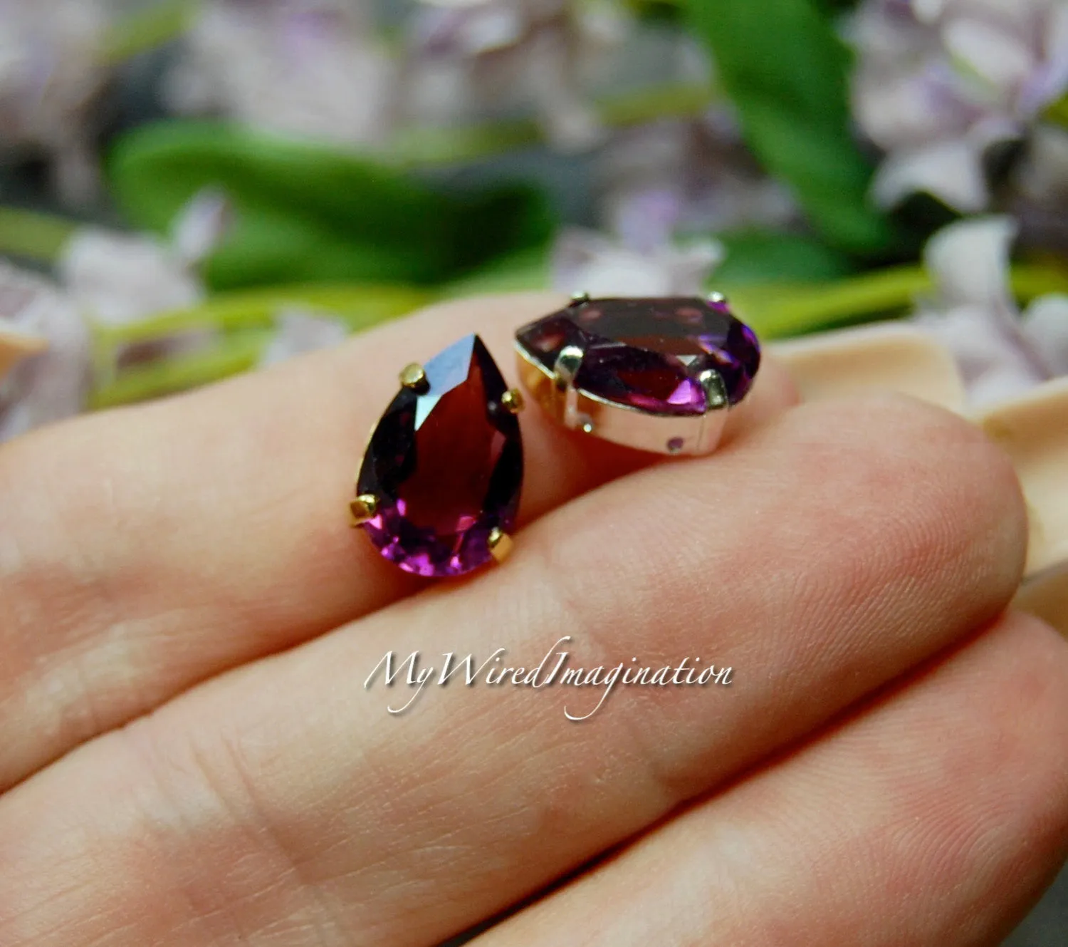 Transparent Amethyst, Swarovski Crystal 13 x 8.5mm Pear 4320, With Prong Setting