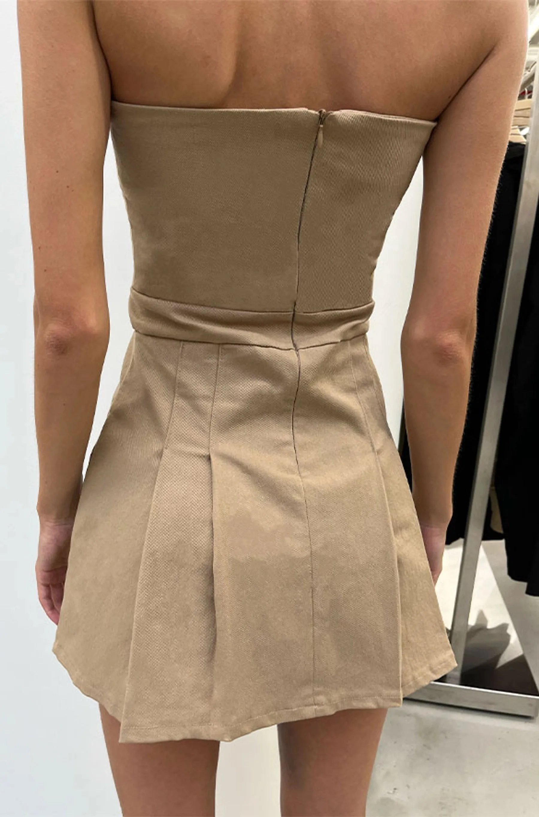 Tube Top Mini Pleated Dress