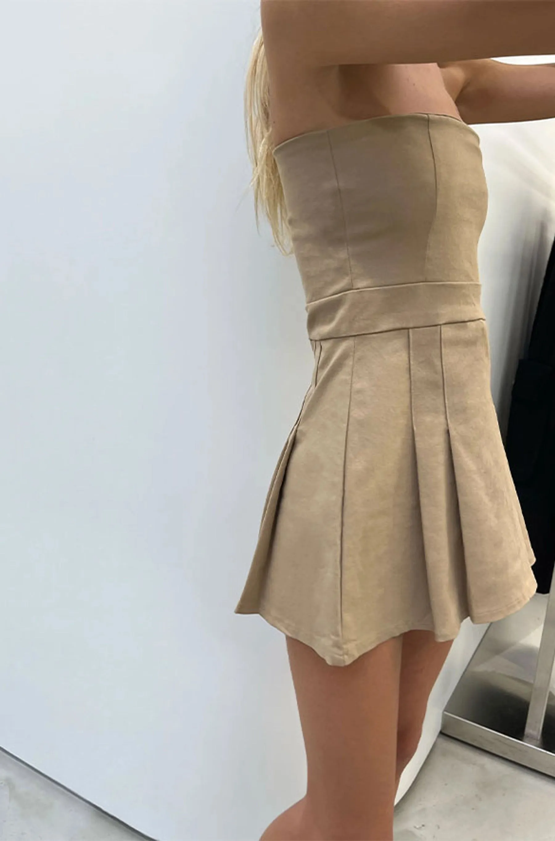 Tube Top Mini Pleated Dress