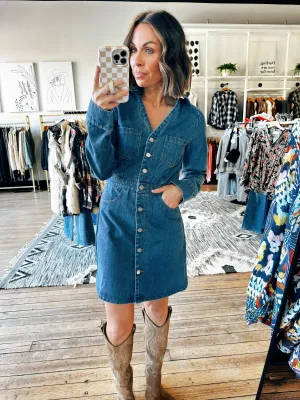 Washed Denim Mini Dress