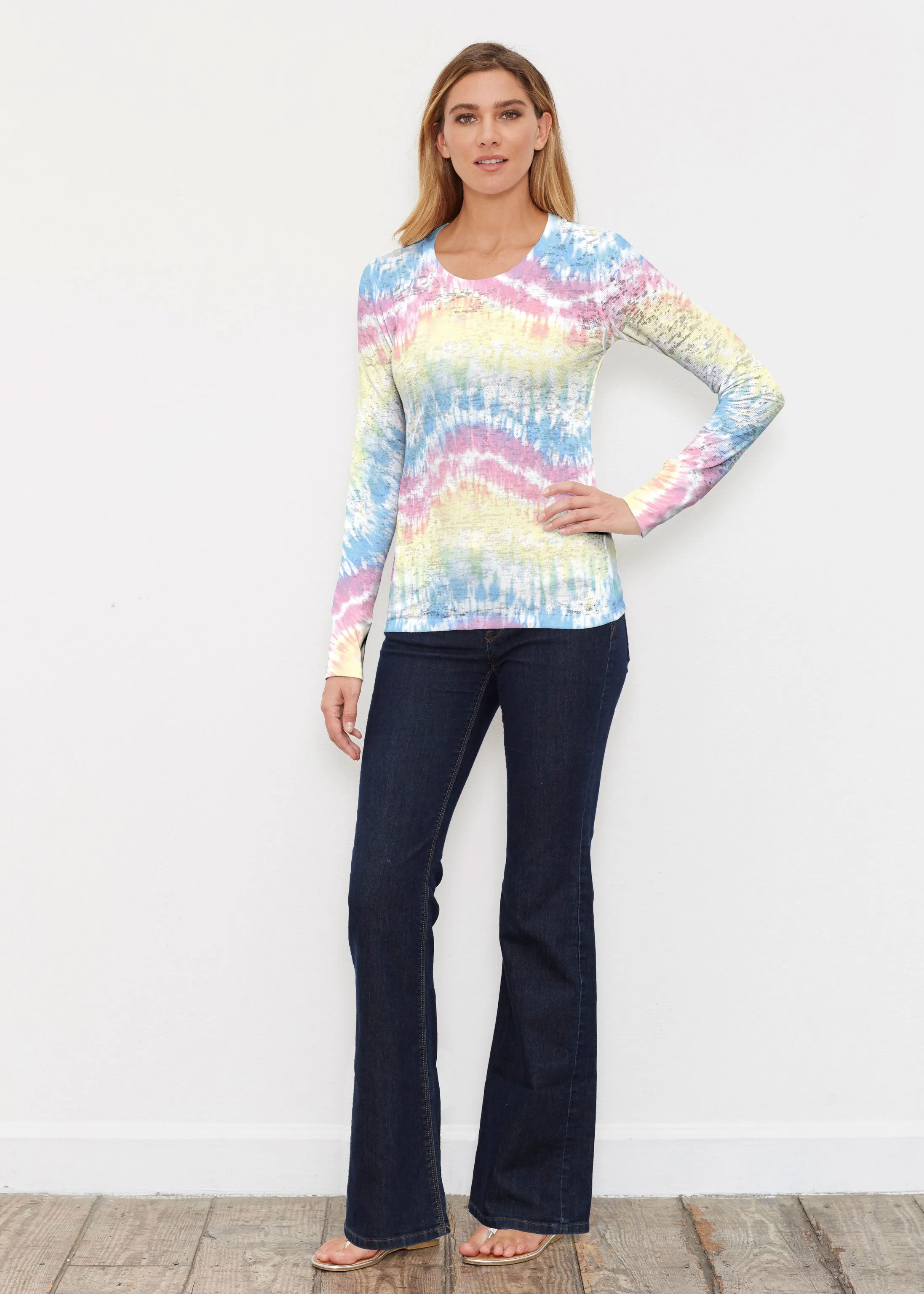 Waves Tie Dye (7896) ~ Thermal Long Sleeve Crew Shirt