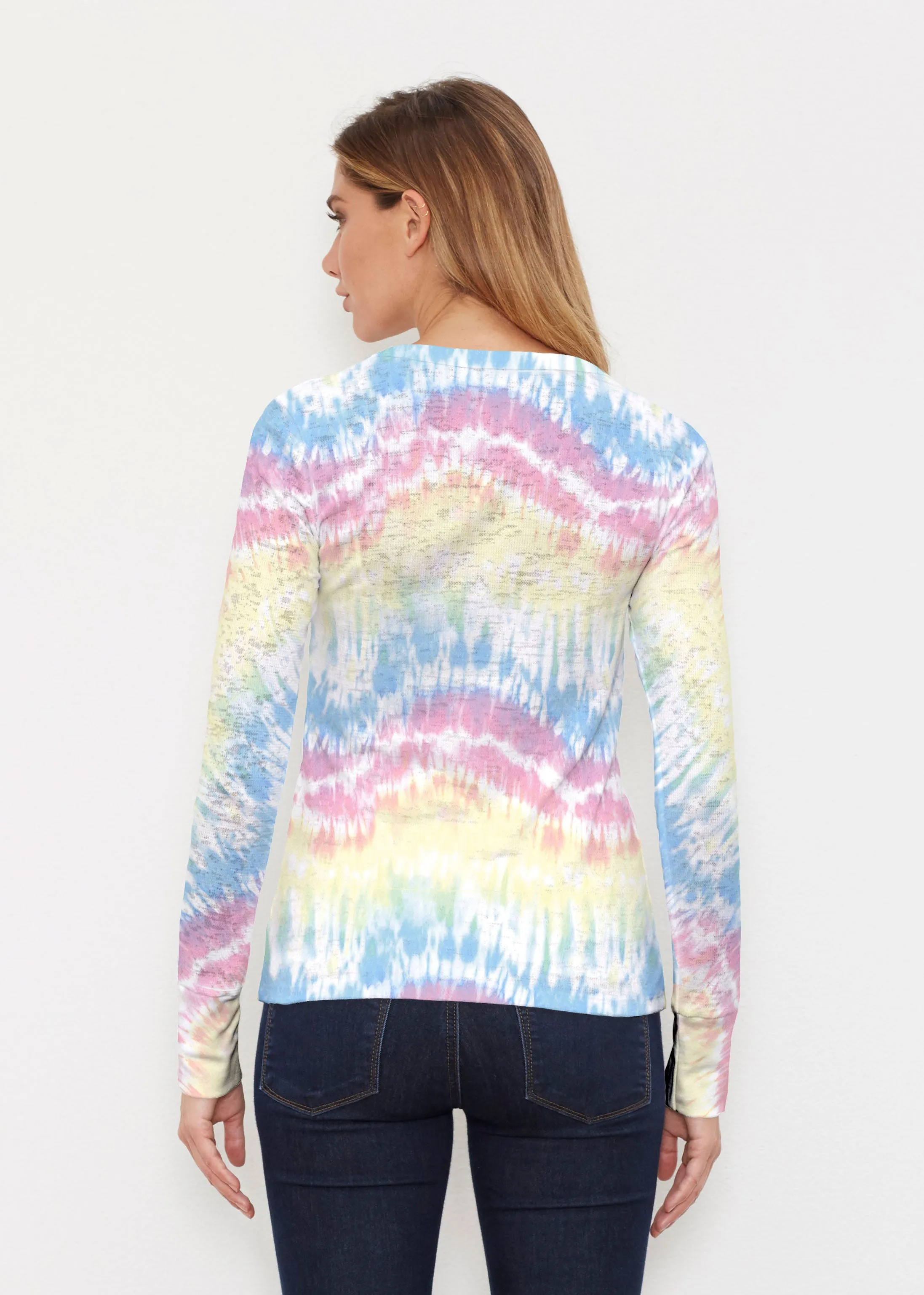 Waves Tie Dye (7896) ~ Thermal Long Sleeve Crew Shirt