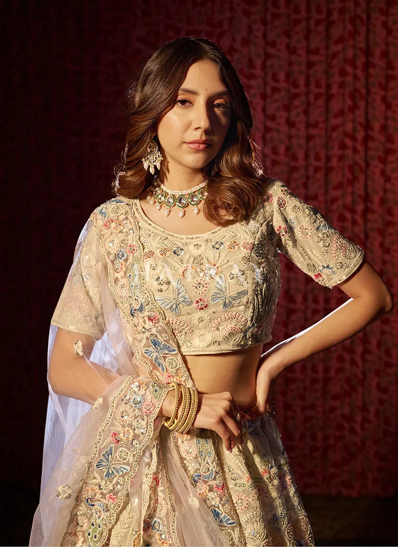 White Embroidery Bridal Lehenga Choli