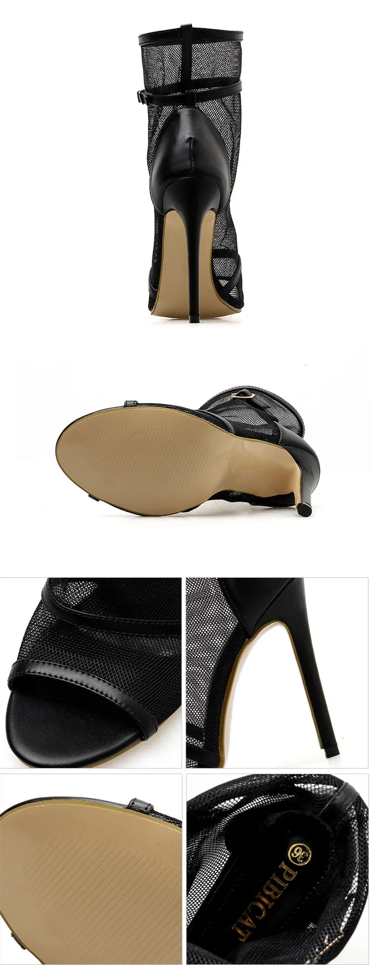 Women's Cool Boots Summer New Fish Mouth Mesh Openwork Stiletto Heels